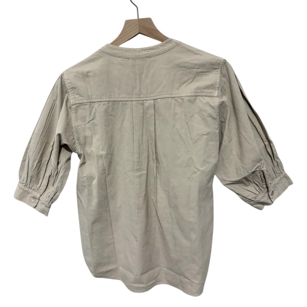 Nation LTD Los Angeles Corduroy Puff Sleeve Tunic Blouse Sand Beige S - Picture 4 of 10